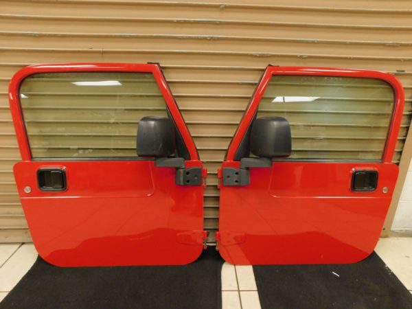 1997-2006 Jeep Wrangler TJ OEM FUll Steel Hard Doors Pair PR4 Red